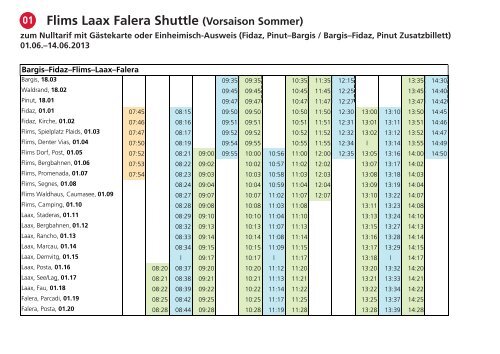 Flims Laax Falera Shuttle (Vorsaison Sommer)