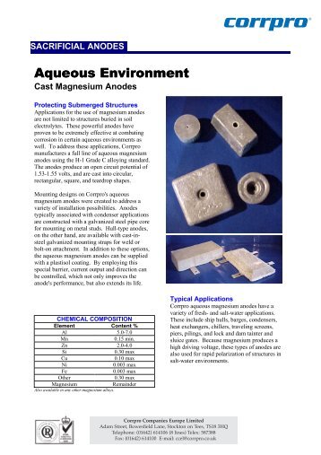 Aqueous environment cast Magnesium Anodes.pdf - Corrpro.Co.UK