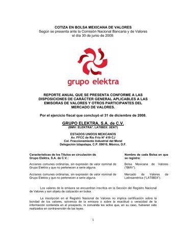GRUPO ELEKTRA, S.A. de C.V. - Reforma