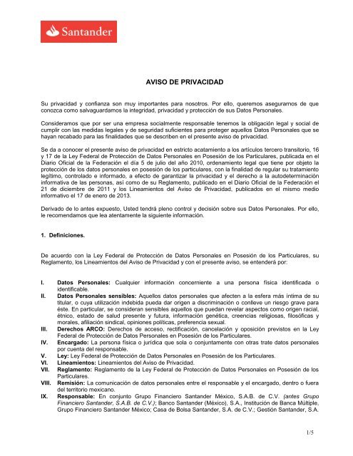 Aviso de privacidad _completo_ Clientes 17-04-2013 - Santander