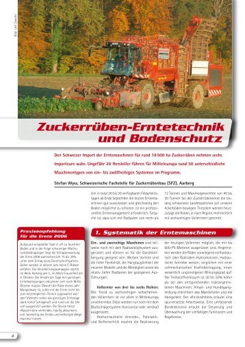 Zuckerrüben-Erntetechnik und Bodenschutz - Schweizerischer ...