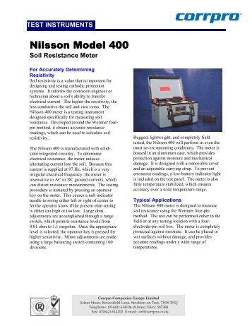 Nilsson model 400 soil resistance meter.pdf - Corrpro.Co.UK