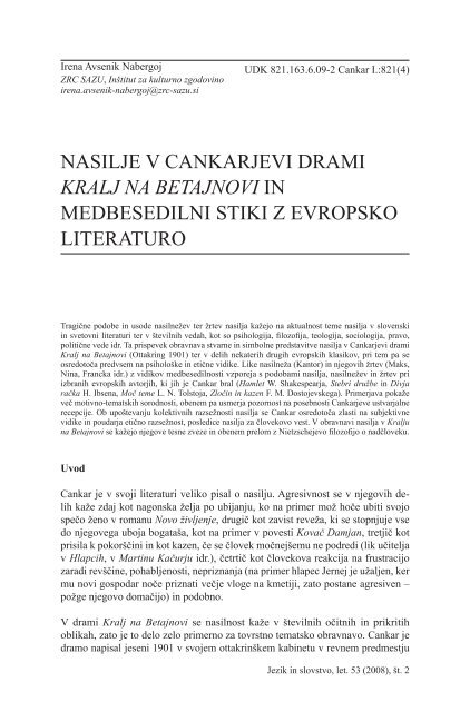 RAZPRAVE - Irena Avsenik Nabergoj - Jezik in Slovstvo