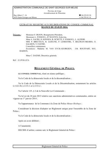 RÃ¨glement communal de police mis Ã  jour - Saint-Georges-sur-Meuse