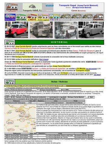 H I S T O R I A L Notas / Noticias - Empresas Autobuses Líneas