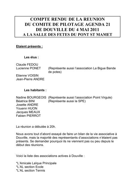 COMPTE RENDU DE LA REUNION DU ... - Pays de Bergerac