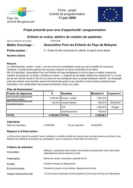 enfants en scÃ¨ne fiche-projet - Pays de Bergerac