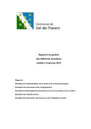 Rapports de gestion des diffÃ©rents dicastÃ¨res ... - Val-de-Travers