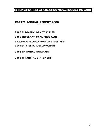 PART 2: ANNUAL REPORT 2006 - FPDL