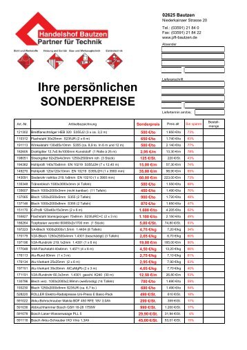 Ihre persönlichen SONDERPREISE