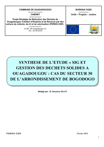 synthese de l'etude Â« sig et gestion des dechets solides a ...