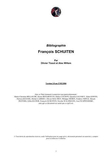 Bibliographie - François Schuiten - Le Catalogue Raisonné des ...