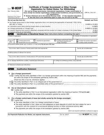 Form W-8EXP (Rev. February 2006) - Internal Revenue Service