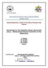 Mashonaland Branch ISLM Report 2012 - Zimbabwe reads