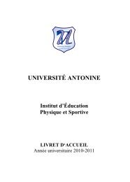 Livret EPS 2010-2011.pdf - UniversitÃ© Antonine, UPA Liban