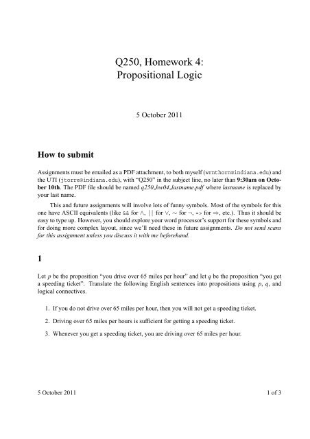 Q250, Homework 4: Propositional Logic