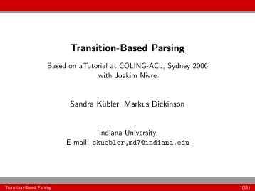 Transition-Based Parsing - Indiana University