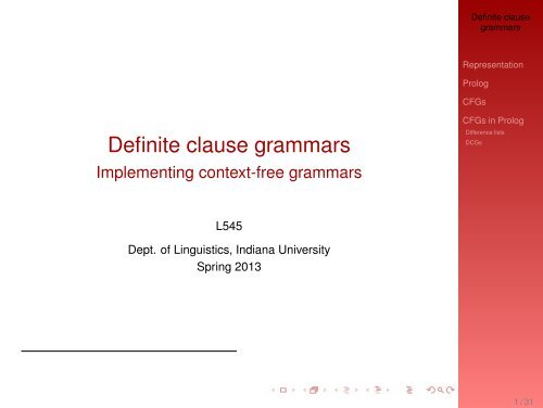 Definite clause grammars - Implementing ... - Indiana University