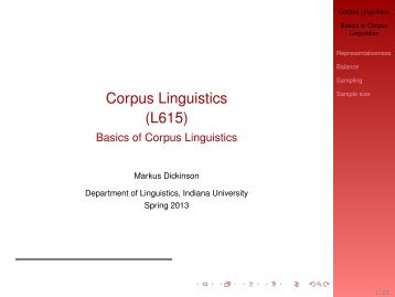 Corpus Linguistics (L615) - Basics of Corpus ... - Indiana University