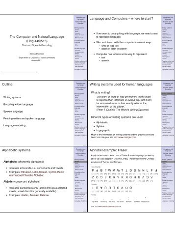Language and Computers - IU Computational Linguistics Program