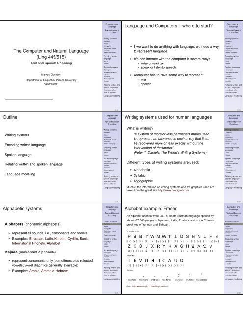 Language and Computers - IU Computational Linguistics Program