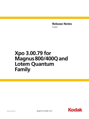 Xpo for Magnus 800/400Q and Lotem Quantum Family ... - Kodak