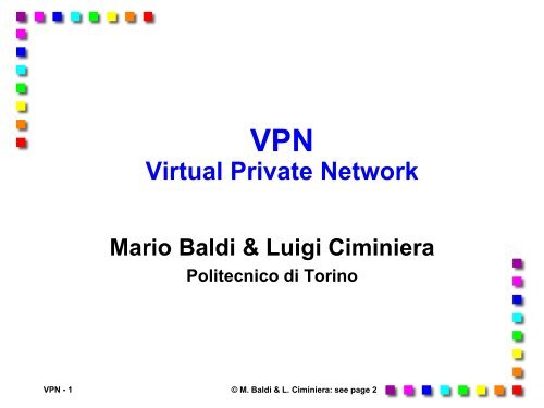 Virtual Private Network - the Netgroup at Politecnico di Torino