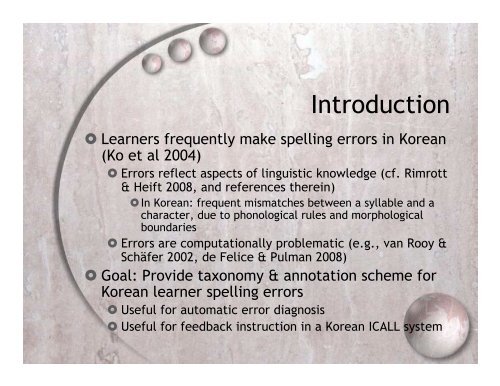 Annotation of Spelling Errors for Korean Learner Corpora