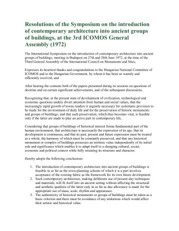 Resolutions of the Symposium on the introduction of contemporary ...