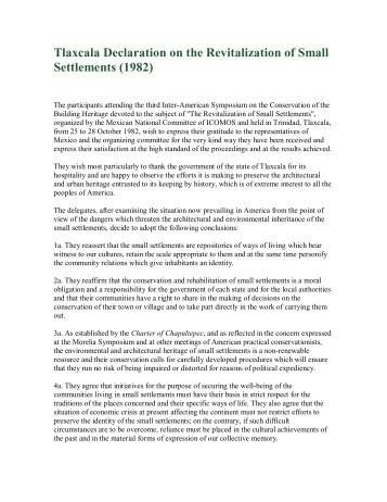 Tlaxcala Declaration on the Revitalization of Small Settlements (1982)