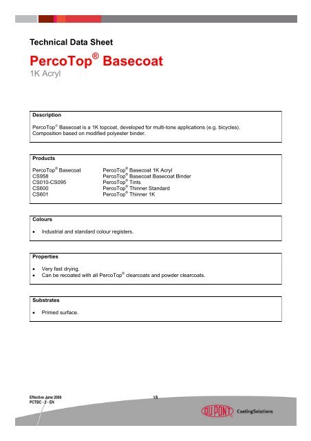 Technical Data Sheet PercoTop ® Basecoat - Movac Group Limited