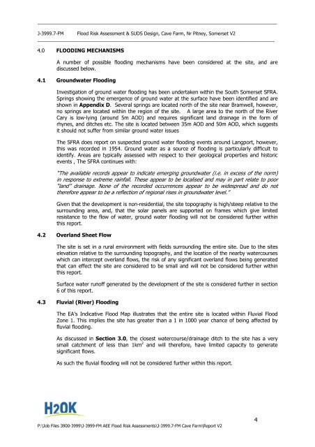 proposed solar park development at cave farm, nr pitney, somerset ...