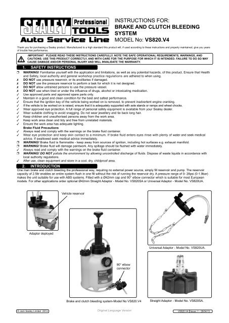 Sealey Brake /& Clutch Bleeding System