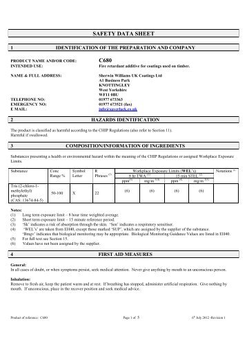 Material Safety Data Sheet - Movac Group Limited