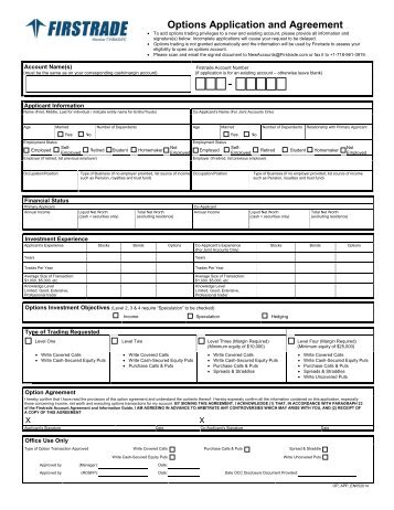 Scottrade options application and agreement