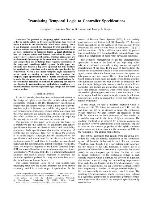 Translating Temporal Logic to Controller Specifications