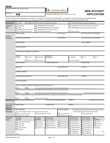 NEWF NEW ACCOUNT APPLICATION - Trading Direct