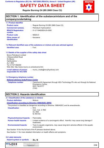 Low Sulphur Regular Burning Oil â BS 2869 ... - Murco Petroleum