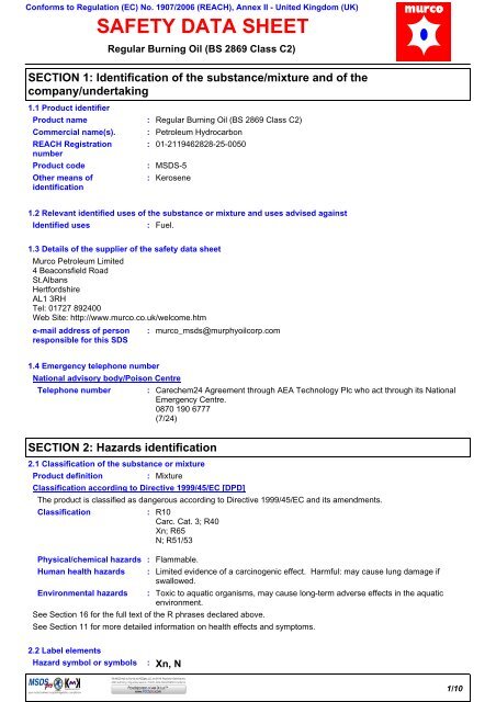 Low Sulphur Regular Burning Oil â BS 2869 ... - Murco Petroleum