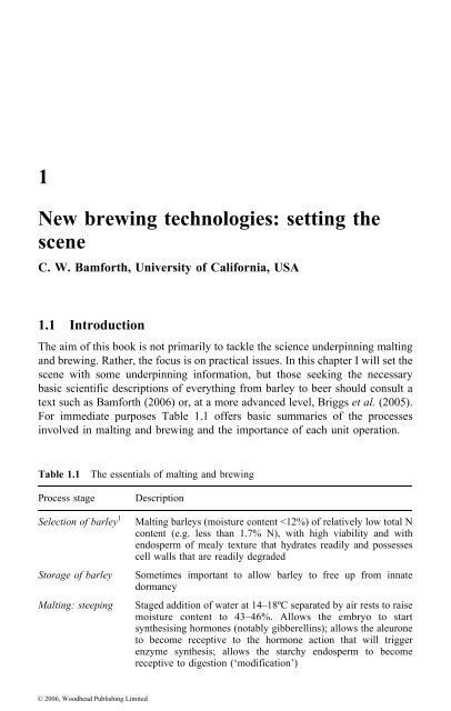 1 New brewing technologies: setting the scene