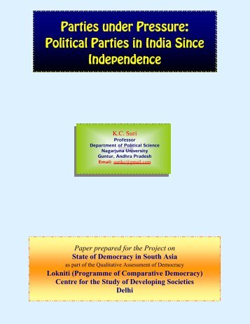 Parties under Pressure: Political Parties in India ... - Democracy Asia