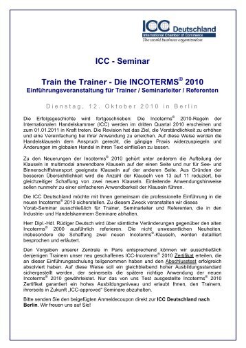 ICC - Seminar Train the Trainer - Die ... - ICC Deutschland