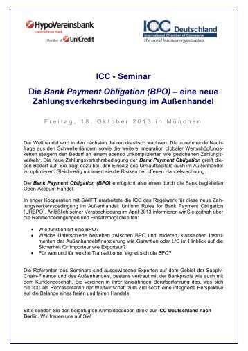 ICC - Seminar Die Bank Payment Obligation ... - ICC Deutschland