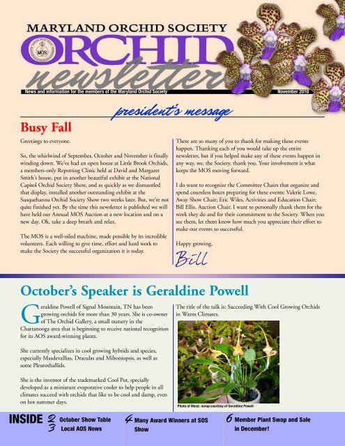 November 2010 - Maryland Orchid Society