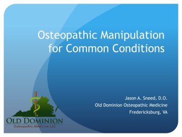 Osteopathic Manipulation for Common Conditions - Lab - Jason ...