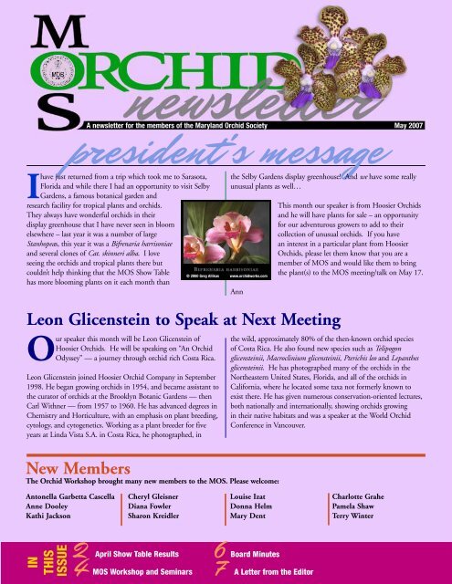 president's message - Maryland Orchid Society