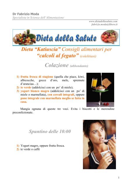 Dieta calcoli al fegato - Dieta della salute - Dott. Fabrizio MODA