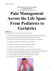 Introduction to Pain Management - Sutter Medical Center