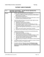 Policy on Behavioral Seclusion and Restraint - Sutter Medical Center