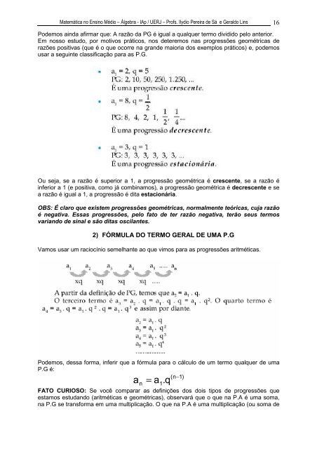 MatemÃ¡tica no Ensino MÃ©dio - parte de Ãlgebra - 2Âª sÃ©rie